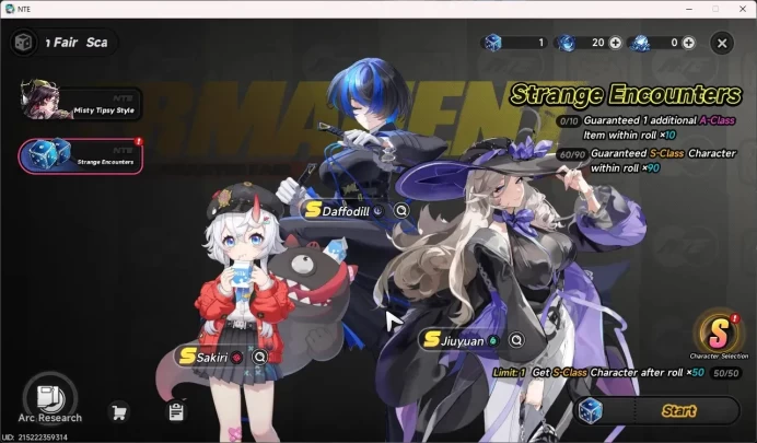 EU | Starter Lv 3 | 1 SSR Selector + 5 SR | MC Female | Take Email | NTE168B