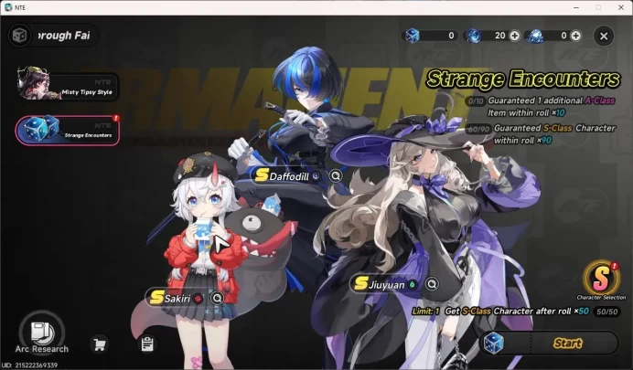 EU | Starter Lv 3 | 1 SSR Selector + 6 SR | MC Female | Take Email | NTE171B