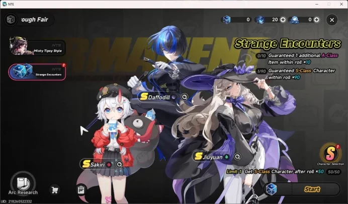 EU | Starter Lv 3 | 1 SSR Sakiri + 1 SSR Selector + 6 SR Char | MC Male | Take Email | NTE172B