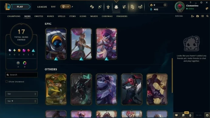 EUW - Bronze 3 - Champions 103 - Skins 17 - Level 75 - BE 402 OE 3384 - 1640