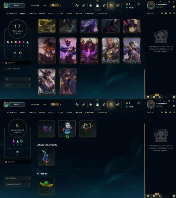 EUW - Bronze 3 - Champions 103 - Skins 17 - Level 75 - BE 402 OE 3384 - 1640