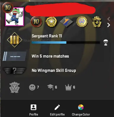 CS768 Prime, 8 Medals: 5, 10 Year Veteran, Loyalty Badge, GO Badge, Service 2016, 2018, 2025, Premier Season One, Faceit not linked, 525 Hours