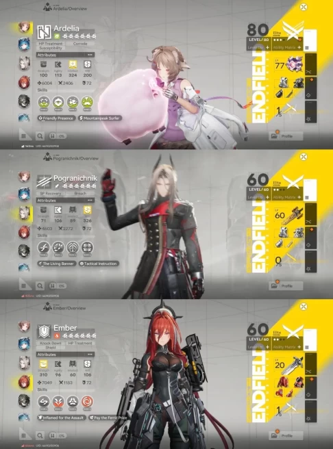 All Platform - NA , EU - Level 52 - 8 Character 5'Star - 11 Weapon 5'Star - 1 BP Chest - zhuang Fangyi - Laevatain - Gilberta - Last Rite - 1657
