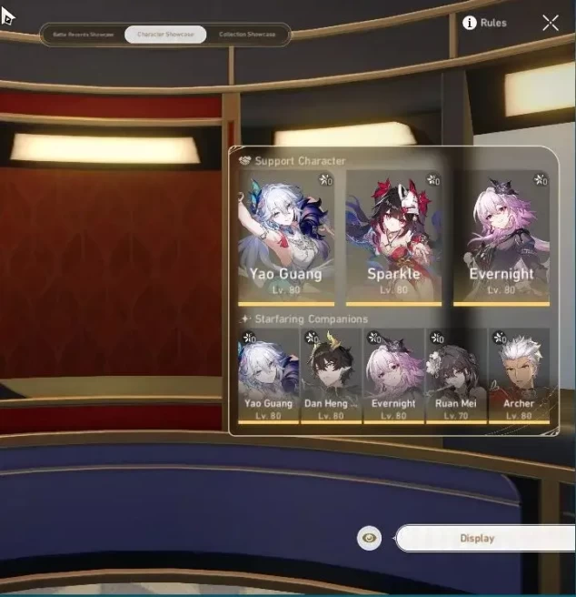 Asia|TL 65|9 Limited|[Evernight,Yao Guang]+Sign,Hyacine,Sparkle,Ruan Mei,SW,Huohuo,Archer,Dante|Take Mail|Check SS(HSR7202)