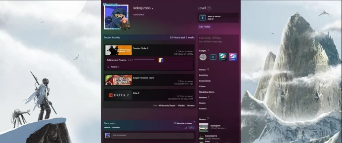 CS780 Prime, 1734 Hours, 8 Medals including 21, 22, 24, 25 Year and 5 years veteran coin, Steam LVL 7, 4 Paid games