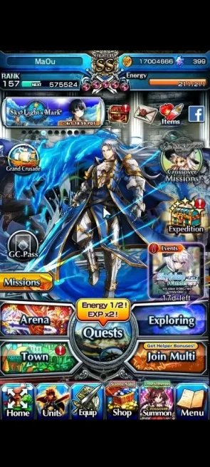 Global|Rank 167|31 Ascend+13TW|[Paladin Roy,2X Houka Inumuta,Stark,Chloe,Etc]+TW,Okarun,SMiyu,Etc|Lpot 557+399 CC+1Art|GS2584