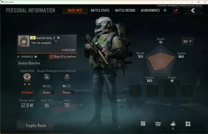 Mobile | LV 30 | SV 12.9 M | CV 3.1 M | Maelstrom AUG, GM AK-12, Abomi Vector 9, Speed SQB | more detail Check SS (AB437B)