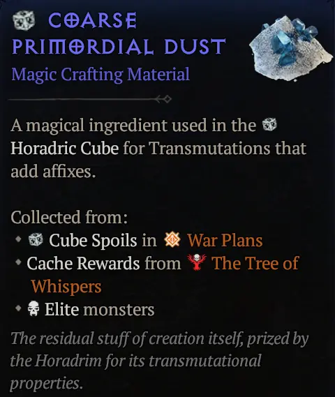 Carry *100 Coarse Primordial Dust