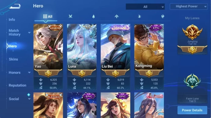 Global | 112H 145S | LEGEND Yao, KIC Luna, STELLAR Liu Bei, LNY Di Renjie, LNY Ying | TakeMail Check SS HOK384B