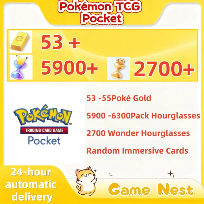 【Global】53 Poke Gold | 5900+Pack Hourglass | 2700+ Wonder Hourglass | Random Reality Card | Android&IOS[Auto Delivery]