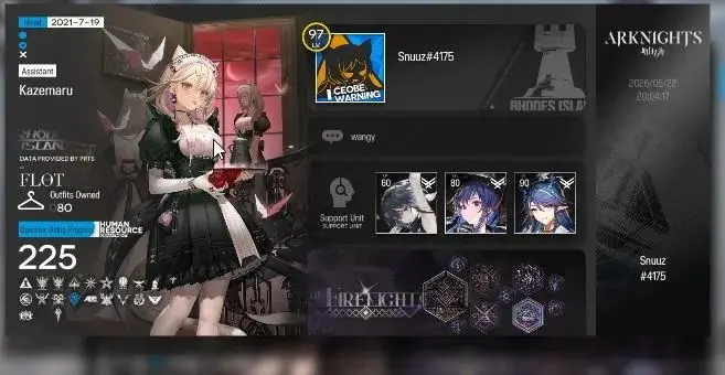 Lv 97|225 Op+80 Outfits|5 Limited|Lappland,OmerTosa,SilverAsh,Exusial,Kaltsit|2830 OferDum|Terminal 15-1|(AK1492)