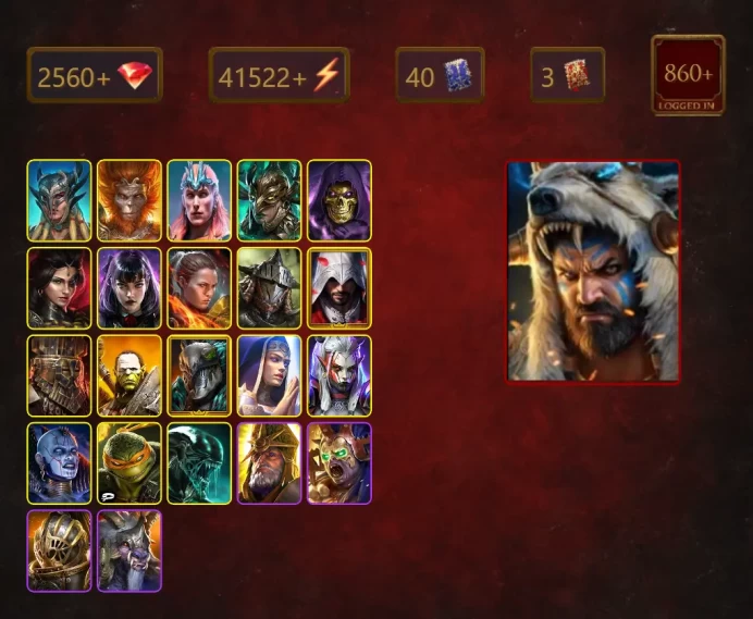 [STARTER]Martyr+Arne the White+Scyl+Wukong+Loki+Leminisi the Gold-Wing+Skeletor+Adelyn+Alice+Ronda+Rathalos+44Epics