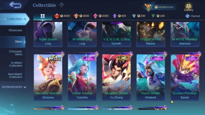 Global|Skin 572|Collector Ling+Natalia+Yi-Sun Shin|Collab Badang+Claude|M-World Yin+Wanwan|M5 Yu Zhong|More Check SS ML2026B