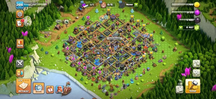 Town hall 18 Xp 208, good defense & troops, C6286