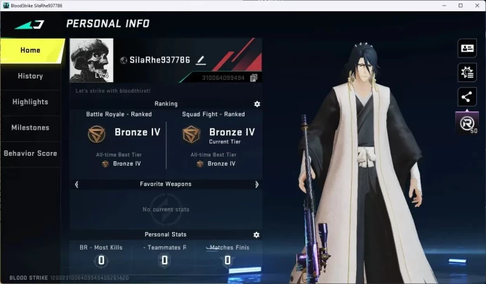 ASIA | BLEACH Byakuya Kuchiki | Collab Gun EVA: MCX-EVA-00 | 4 Legendary Guns |1 Skin Striker Collab Bleach |More Check SS BS1042B