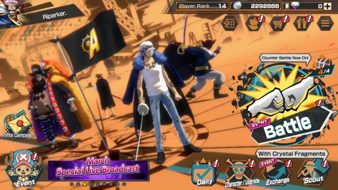 Global | 3EX |4Emperor teach,GP Gol D.Roger,Wi Trafalgar Law Rank 14 | Log Bandai OPBR001B