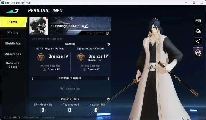 ASIA | BLEACH Byakuya Striker | Legendary Katana - Ronin | EVA MCX,AK47  | 4 BLEACH, 4 EVA Chests |More Check SS BS1048B