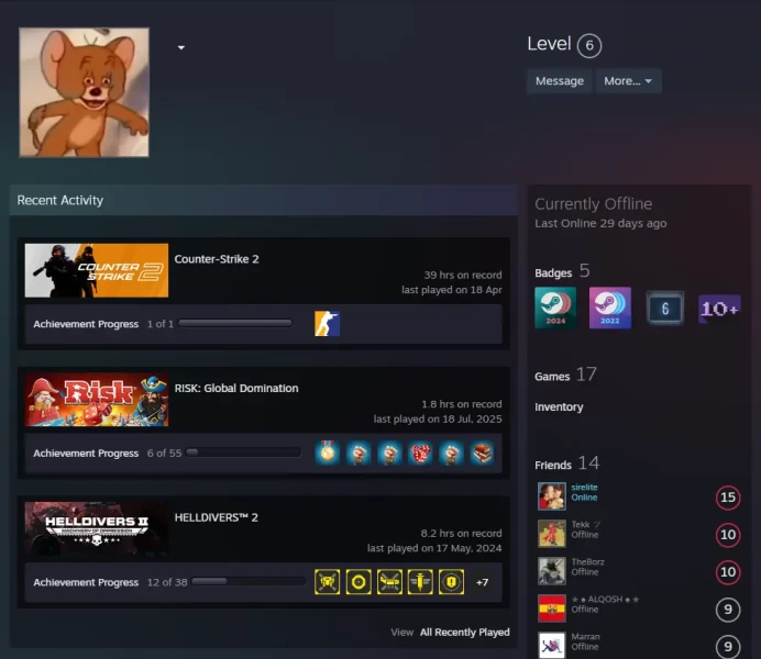 17Game-Cyberpunk 2077-CS2 Prime 39 hours+2Medals(5 Year Veteran Coin/Global Offensive Badge)