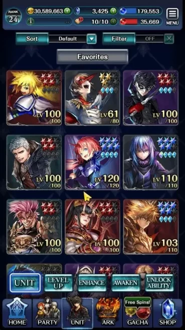 GLOBAL|Rank 24|Collab [S Aileron,Joker,Nero,DL Rimuru] + [SM Sera,Arkh KoD,A Roland,AoG Labyreth] 7 UR 5 LR Ark|Code Only|LC1284