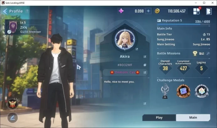 Lv85 2,6M Pwr|AntoineA5+SignA3,LennartA5+SignA5,ReijiA5+SignA2,Sung JinahA4+SignA2,Cha Hae InA4+SignA4,Etc|66k Att SJW|SLA1229