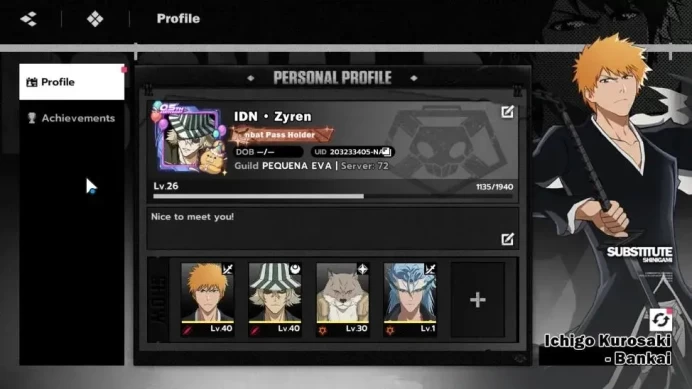 NA Crunchyroll|Starter LV 26|4 SSR [Grimjow,(Ichigo,Urahara+Stamp),Sajin] 2 Signature|Story Ch 5-1|CheckSS(BSR1153)