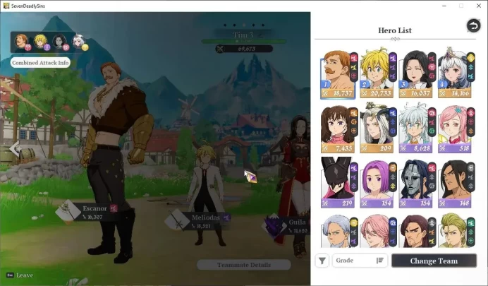 SEA|Lvl 40|6 SSR|EscanorP5,MeliodasP4,GuilaP5,MannieP5,DianeP2,Drake +2 Selector On|69K Pwr|27K SF|Many Skin|Netmarble|SDO1116