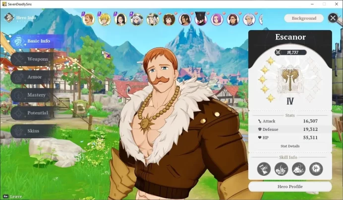 SEA|Lvl 40|6 SSR|EscanorP5,MeliodasP4,GuilaP5,MannieP5,DianeP2,Drake +2 Selector On|69K Pwr|27K SF|Many Skin|Netmarble|SDO1116
