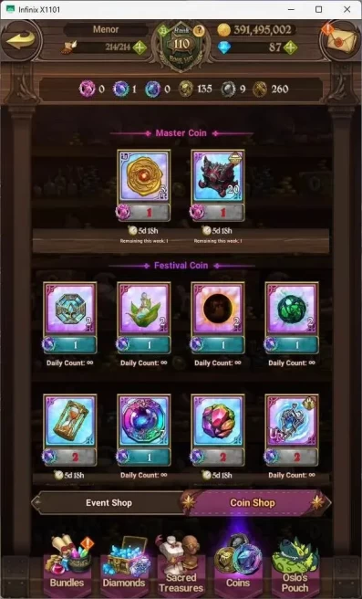 ASIA|4M CC|87 DM|LS 103|Mesis 2/6,Menor 1/6,KOP Tristan 1/6,Skuld 2/6,DKM 2/6 Etc |Collab REZERO| Log TF Code|Check SS 7DS513B