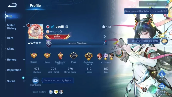 Global | 112H 150S | Ultraman Mozi, Flawless Arli, Precious Butterfly, LNY Sun Ce, LNY Zilong | TakeMail Check SS HOK386B