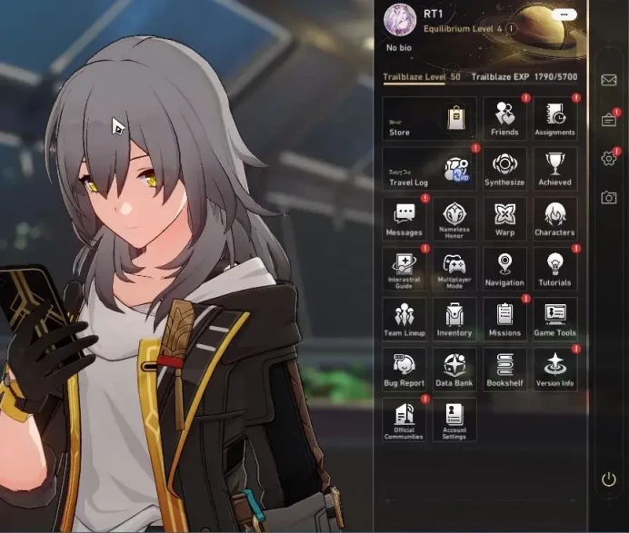 Asia|TL 50|1 Golden Companion|6 Limited|Castorice+Sign,Evernight,SW 999,Acheron,Ruan Mei,Dante|MC Male|TakeMail|CheckSS(HSR7254)