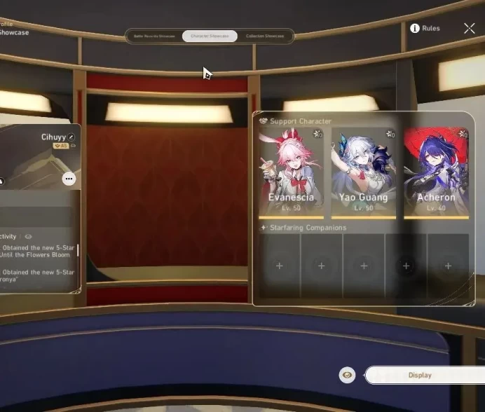 Asia| TL 39 | 1 Golden Companion | 5 Limited| Evanescia+Sign,Yao Guang,Huohuo,Dante,Ruan Mei|MC Female|TakeMail|CheckSS(HSR7248)