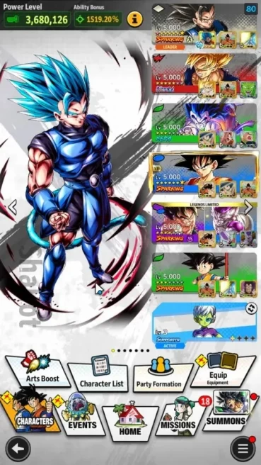 261M Total Power|LV 150|3UL+9LL|SSB Gogeta(Red),SS Goku(Red),SSB Gogeta(Purple),SS4 Gogeta,Vegito,UI Goku|Android|(DBL1054)