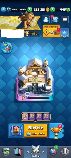 KT 15 Level 70 | 11520 Cup | 12 Max Cards |13 Lvl 15 Cards | 52 Lvl 14 Cards| 121 Emotes | 445 Gems