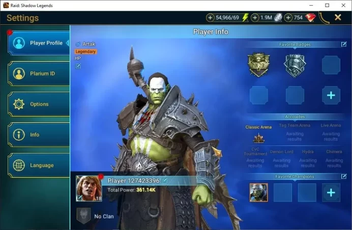 Lv 18|361K Power|1 Mythical (Androc)|16 Legendary(Truath,Ninja,Wukong,Artax,Xenomorph,Etc)|754 Gems|54K Energy|Plarium(RSL1502)