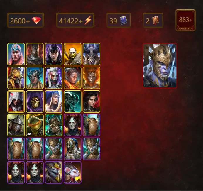 [STARTER]Nekhret+Martyr+Gharol+Loki+Dreng+Alice+Artak+Prince Kymar+Scyl+Visix+Ronda+Wukong+Ezio Auditore+Skeletor+49Epics