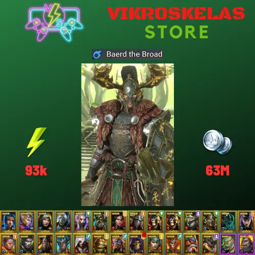 Starter acc with Baerd : 93k energy / 63 mln coins / Hephraak, Vergumkaar, Arix, Ninja + 20 Login Legendaries / Geomancer