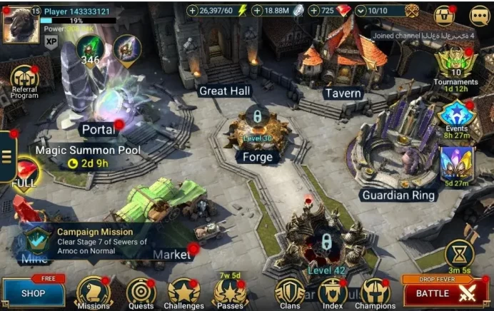 Lv 15|308K Power|1 Mythical (Gharol Bloodmaul)|22 Legendary(Alice, Ezio, Xenomorph, Etc)|725 Gems|18K Energy|Plarium(RSL1499)