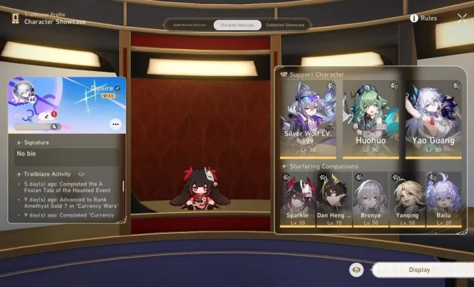 Asia|TL60|1 Golden Company|5 Limited|[Silver Wolf 999+Sign,Huohuo,Dante,Sparkle,Yao Guang]|Jarilo VI|MC Female|Take Mail|HSR7182