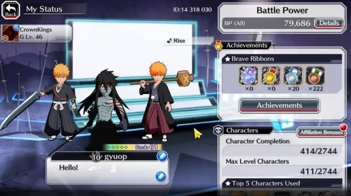 [GLOBAL]20K Orbs+Fresh All Story|Ichigo 9th Aniv,Halibel Unleashed,Tetsuzaemon,Yammy,Rangiku Swimsuit,Etc|CE ON|Klab ID(BBS2679)