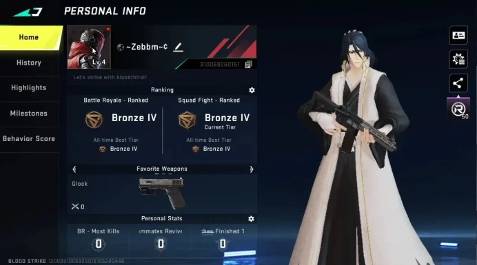 ASIA|Collab BLEACH [Ethan - Byakuya]|Legendary [M4A1,Embrodeiry Chest]|Netease|CheckSS|(BLS4616)