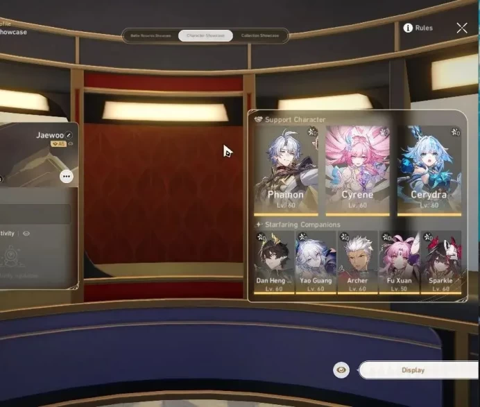 Asia|TL50|2 Golden Companion|Hypercarry Team|9 Limited|[Phainon,Cyrene,Cerydra,Denta,Yao Guang,Sparkle,Fu Xuan]|MC Male|HSR7287