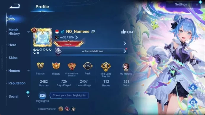 Global | 112H 291S | Mythic Diaochan, Mythic Mulan, 3 Flawless, SSeiya Hou Yi, LNY2025 (3) & 2026 (4) |TakeMail Check SS HOK380B