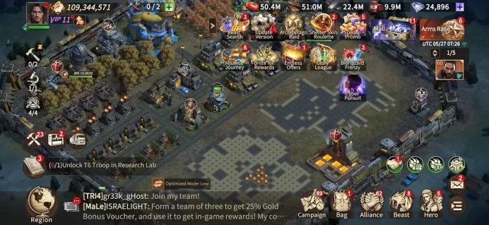 DDS511: All Platform - Account 109M - Vip 11 - 11   Heroes Max Level 60 - BC25 - 1T6 - 25k gems