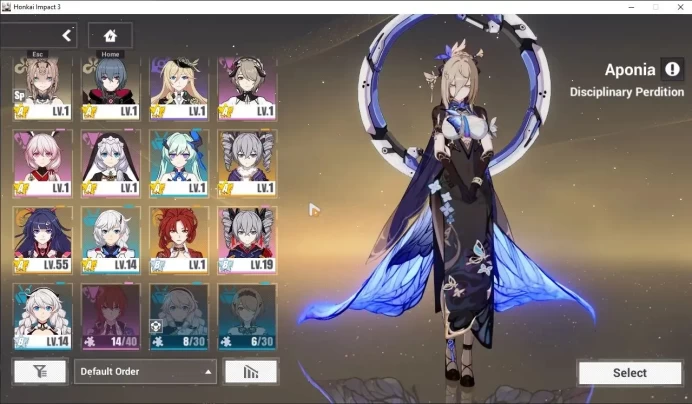 SEA Lv82|3 Fullset (Elysia HeHo,Theresa Apocalypse LuVo,Bronya Silver N-EX), Kiana Kaslana HeVo 1/4| 1 ELF+1 AOp|Take Mail|HI890