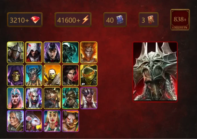 [STARTER]Krisk+Blood Marchioness Mina+Rathalos+Ezio Auditore+Alice+Xenomorph+Wukong+Skeletor+Scyl+Artak+Adelyn+35Epics