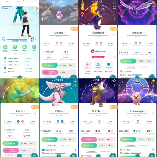 2278 Level 71 Dialga Origin 100iv Shiny Dialga Origin Shiny GMax Charizard Shiny Mega Latios