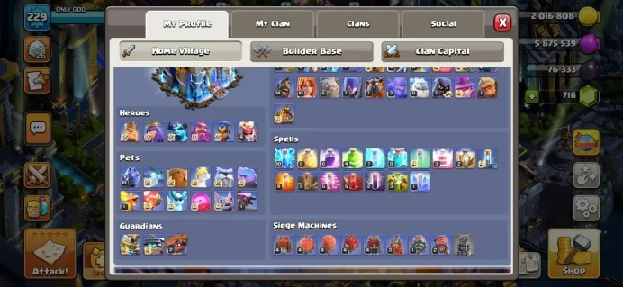 Th_18(ALL HEROS MAX)(130 WALL MAX)(14 SKIN HERO &10 SKIN MAP)(GOLD PASS ACTIV )(7 EPIC MAX)(C.N 500 GEM)(MAX DEF &TROPE)(PLS SEE PIC)(LIFTIME WA