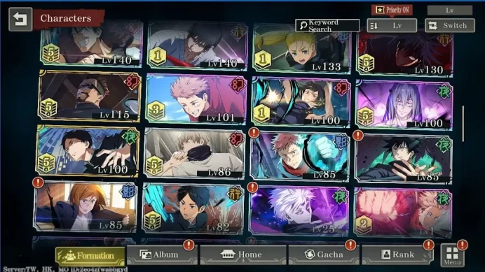 JJK51: Global-TW-HK | Lv60 - 131 k CP| 38 SSR (8limited) - 47k cube free - 2K8 Cube Paid