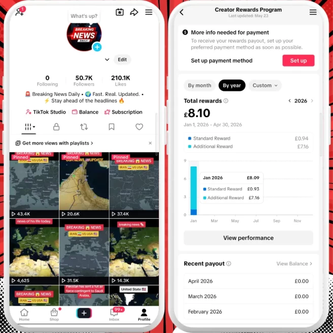 [Discounted] UK Monetized Creator Rewards Program Account | 50K Authentic Followers & 210K Likes | Verified Screenshots + Email included