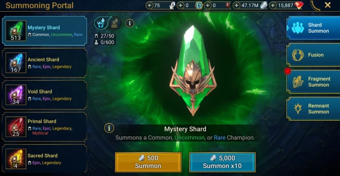 Starter with Helicath + Shards : 167 Ancient, 34 Void, 25 Primal, 4 Sacred | Ninja + 17 Login Legendary | Mine max